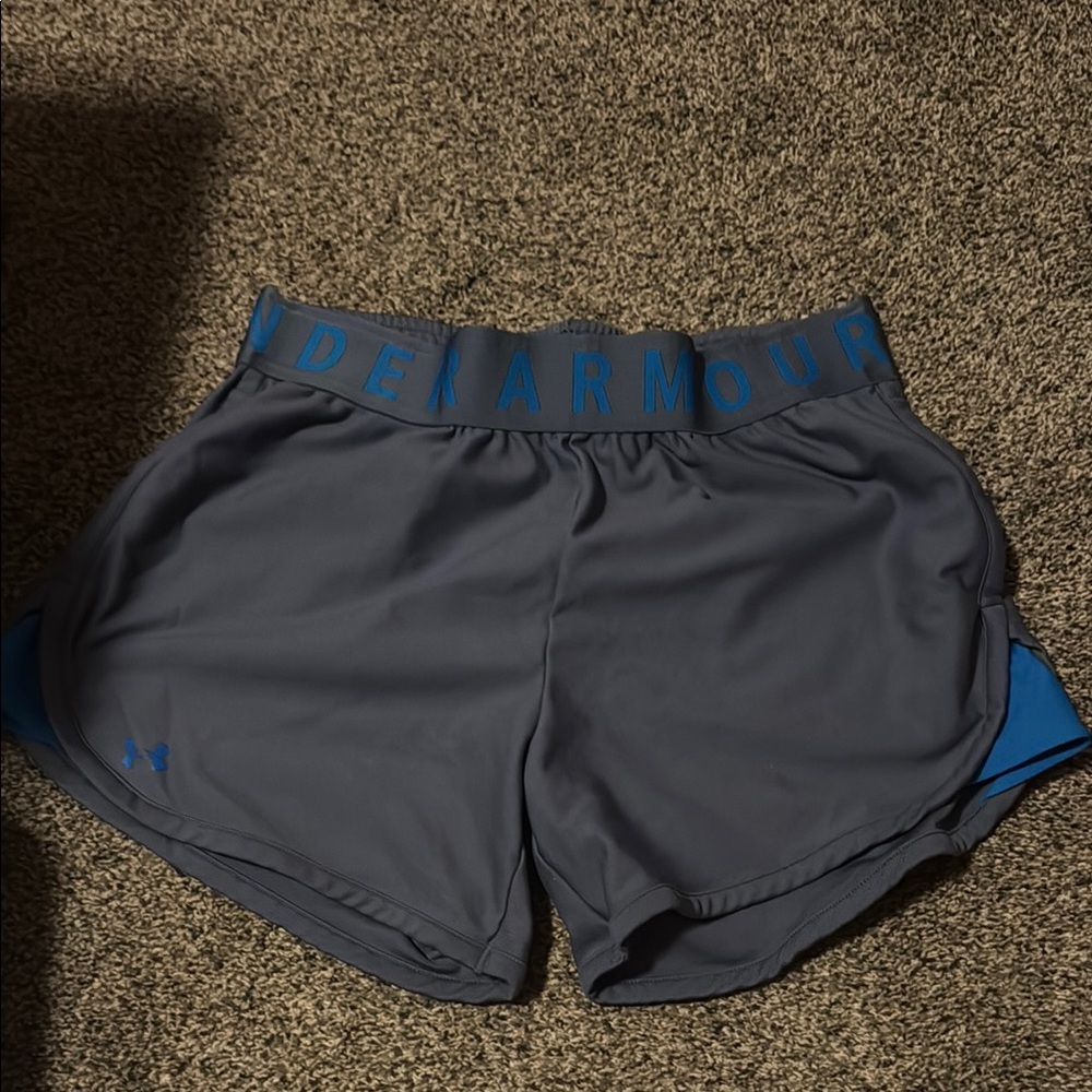 Under Armour Gray and Blue Athletic Shorts Lightweight Design